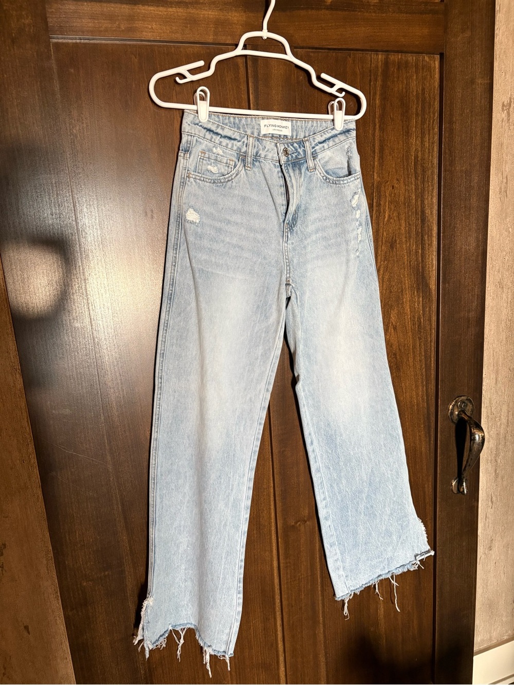 Flying Monkey Light Blue Wide-Leg Distressed Jeans
